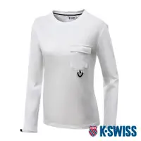 在飛比找PChome24h購物優惠-K-SWISS Pocket Tee 長袖T恤-女-米白