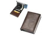 Slim Wallet with Money Clip RFID Blocking PU Leather Slots Credit Card Holder for Men-Coffee