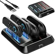 Charging Dock Station for Nintendo Switch 2 Joycon Controller, FANPL Charger Stand for 4 joy con 2 with Charging Indicator and Type C Charging Cable - Flat Version