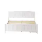 Oikiture Wooden Bed Frame King Size with Trundle Drawers White
