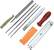 Chainsaw File Kit Grinding Chain Saw Sharpening Tool Efficient Quick Lock Release Engraved Angle Marks Tool Bag Blue Round Rectangle 10pcs