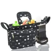 NEW MommyChill Luxe Stroller Organizer with Cup Holders, Grab & Go, W/Hearts