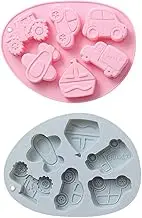 LABRIMP 2pcs Silicone Vehicle Chocolate Molds Fondant and Candy Baking Mold for Creative Cake and Cookie Making Non-Stick and Easy to Clean for Boy Girl