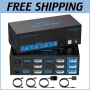 Metal 4K@120Hz DP KVM Switch - Dual Computer USB 3.0 Ports, Compact Size