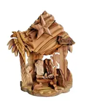 Olive Wood Nativity Set Hand carved with Music From Bethlehem Holy land