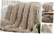 Chunky Knit Throw Blanket 50" X 60", 100% Hand Made Large Chenille Loop Yarn