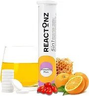 Immunity Plus – Immune Booster Supplement with Vitamin C, Zinc, Manuka Honey, Rosehip & Propolis – Natural Orange Flavour Fizzy Drink for Daily Immune Support (20 Effervescent Tablets)