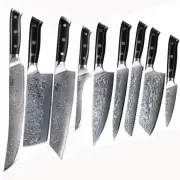9Pcs TURWHO Chef Knife Japan VG10 Damascus Steel Kiritsuke Kitchen Slicing Knife