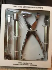 NIB WILLIAMS SONOMA Set 4 Chrome Silver FRUIT TOOLS Baller Pitter Corer Zester