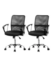 [Artiss] Mesh Office Mid Back Chair Set Of 2 in Black
