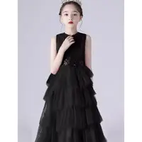 在飛比找蝦皮購物優惠-女童禮服裙小主持人公主裙2023新款鋼琴演奏表演服高級黑色晚