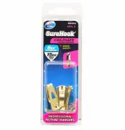 2x Zenith Sure Hook CHILDSAFE PICTURE HANGER 6kg/15kg Frame BRASS PLATED- 3pcs