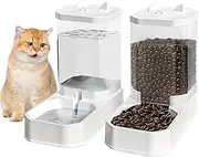ZALLUC Pet Gravity Feeder 3.3L Water Dispenser and Cat Food Feeder 1.5KG Without Electricity Unplugged Automatic Water Bowl Dispenser for Cats Self Feeder Dog Fountain for Kitten Puppy