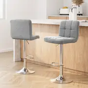 Set of 2 Noel Fabric Swivel Bar Stools - Grey