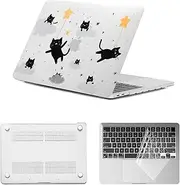 [HLAAJJX] for MacBook Air M4 M3 M2 15 inch Case 2025 2024 2023 A2941 A3114 A3241 Retina/Touch ID,Hard Shell Laptop Cover Protector & Keyboard Cover for MacBook Air 15",Black Cat