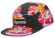 FW18 SUPREME CASINO CAMP CAP TAN BLACK RED BOX LOGO 5 PANEL HAT