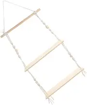 Gatuida Macrame Wall Hanging Shelf 2-Tiers Flower Pot Hanging Shelf Boho Wall Shelf Home Decor