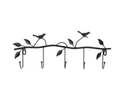 Wall-mounted Hanger Hook Space-saving Iron Retro Style Bird Leaf Towel Hanger Household Supplies-Black