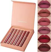 Matte Liquid Lipstick Makeup Set, Long-Lasting Wear Non-Stick Cup Waterproof Lip Gloss 6pcs (Color A, 6pcs set)