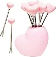 Appetizer Forks - Heart Fruit Picks Salad Forks | Stainless Steel Kitchen Utensils Set with Storage Stand, Kitchen Gadgets for Charcuterie Dessert Home Decor