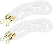 Rope Barriers, Rope Barrier Belt with Gold Hook 1M/3.3FT, Black Crowd Control Stanchion Rope 3/4/5/10Ft, White Braided/Twisted Hemp Rope Barrier for Queue Divider, Queue Line Barrier, Rope Barrier(White,3ft/90cm)