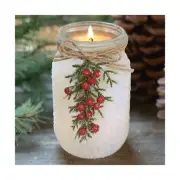 Christmas Decorations - Christmas Decor- 18 Oz Winter Mason Jar Candle - Uniq...