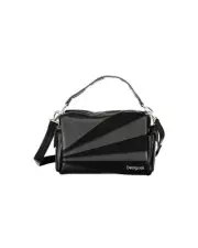 Desigual Geometric Leather Box Bag Women Black Handbags
