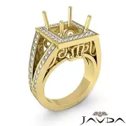 Halo Princess Semi Mount Split Shank Diamond Engagement Ring 14k Yellow Gold 1Ct