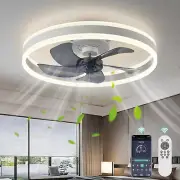Ventilador de techo de perfil bajo con luces y control remoto, 19.7" LED.