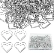 100Pcs Metal Paper Clips, Heart Shaped Binder Clips,Mini Love Heart Shaped Paper Clips Bookmarks, Small Paperclips Clamps with Clear Box, Paperclips for Photos Document Notes Organizing (Silvery)