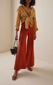 [Andres Otalora] Shilpa High-Rise Rayon Suiting Wide-Leg Pants