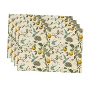 Brown Lemon Tree Bird Flower Summer Placemats Set of 4,12x18 Inch Seasonal