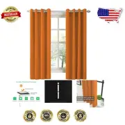 Noise Reducing Thermal Blackout Curtains - Solid Grommet Drapes, Set of 2 Panels