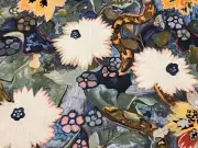 Voutsa Vibrant Botanical Floral Snake Linen Print Fabric- Trevi Python 0.80 yds