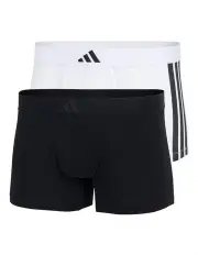 [Adidas] Active Flex Cotton 3 Stripes Low Rise Trunk Underwear 2 Pack in Black/White
