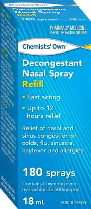 Chemists' Own Decongestant Nasal Spray REFILL 18ml