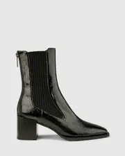 DNA Black Patent Ankle Boots