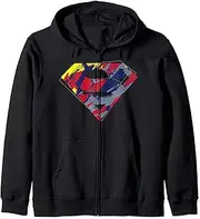[DC Comics] Superman Colored Pop Art Chest Logo Zip Hoodie