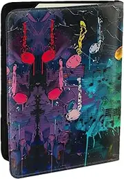 [JEJEA] Colorful Music Notes Print Travel Organizer Credit Cards Case Passport BookPassport Holder Cover Wallet forTraveling,, Black, One Size
