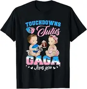 [X.Style] Touchdowns or Tutus Gaga Loves You Gender Reveal ds1931 T-Shirt (S) Black