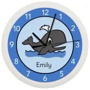 Personalized Clock - Whale, Gray & Blue, Kids, Nursery
