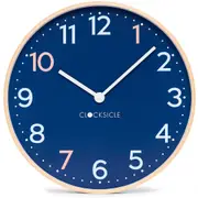 Clocksicle Silent Wood Wall Clock, Sailor Blue, 50cm