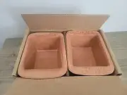 2 VTG ROMERTOPF Nature's Oven by Reco Mini Clay Bread Makers Loaf Pan 6.5"X 2.5"
