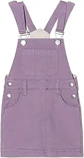[Abalacoco] Girls Casual Denim Overalls Stretch Material Dress Button Sleeveless Ajustable Strap Jean Fashion Wear 3-11T