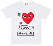 [COMME des GARCONS PLAY] Multi Logo Red Heart Tee Men