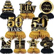 Gold 50th Birthday Honeycomb 9pk