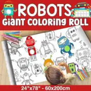 Robots Themed GIANT Coloring Paper Activity Roll for Kids, 24"x100" - Painting