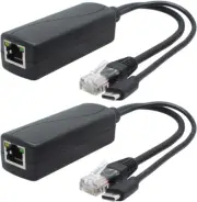 2-Pack 5V Gigabit Poe Splitter, USB Type C, 48V to 5V 2.4A, IEEE 802.3Af Complia