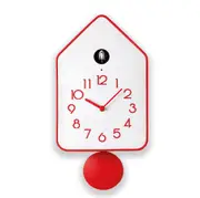 Guzzini Home Qq-Up 37cm Analog Plastic Wall/Table-Top Clock w/ Pendulum Red