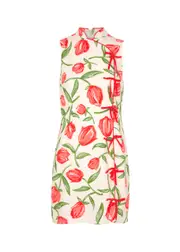 Kitri Aubrey Floral-print Georgette Mini Dress - Ivory - 12 (UK12 / M) 12 (UK12 / M)